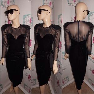 VINTAGE BETSY & ADAM SHEER SHOULDER DRESS